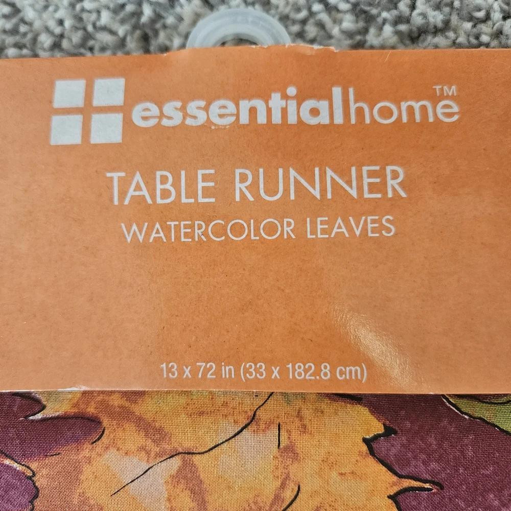 Vtg KMART Table Runner Watercolor Leaves Essential Home 72